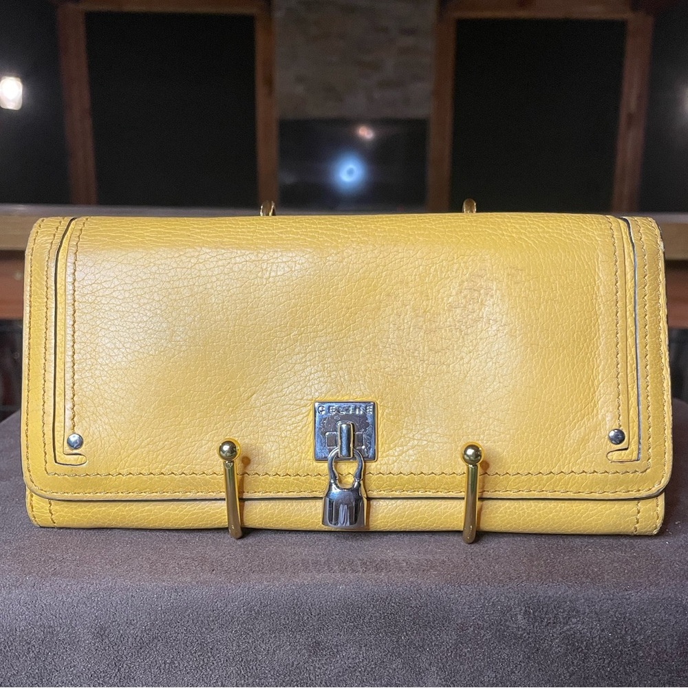 Celine mustard yellow long wallet